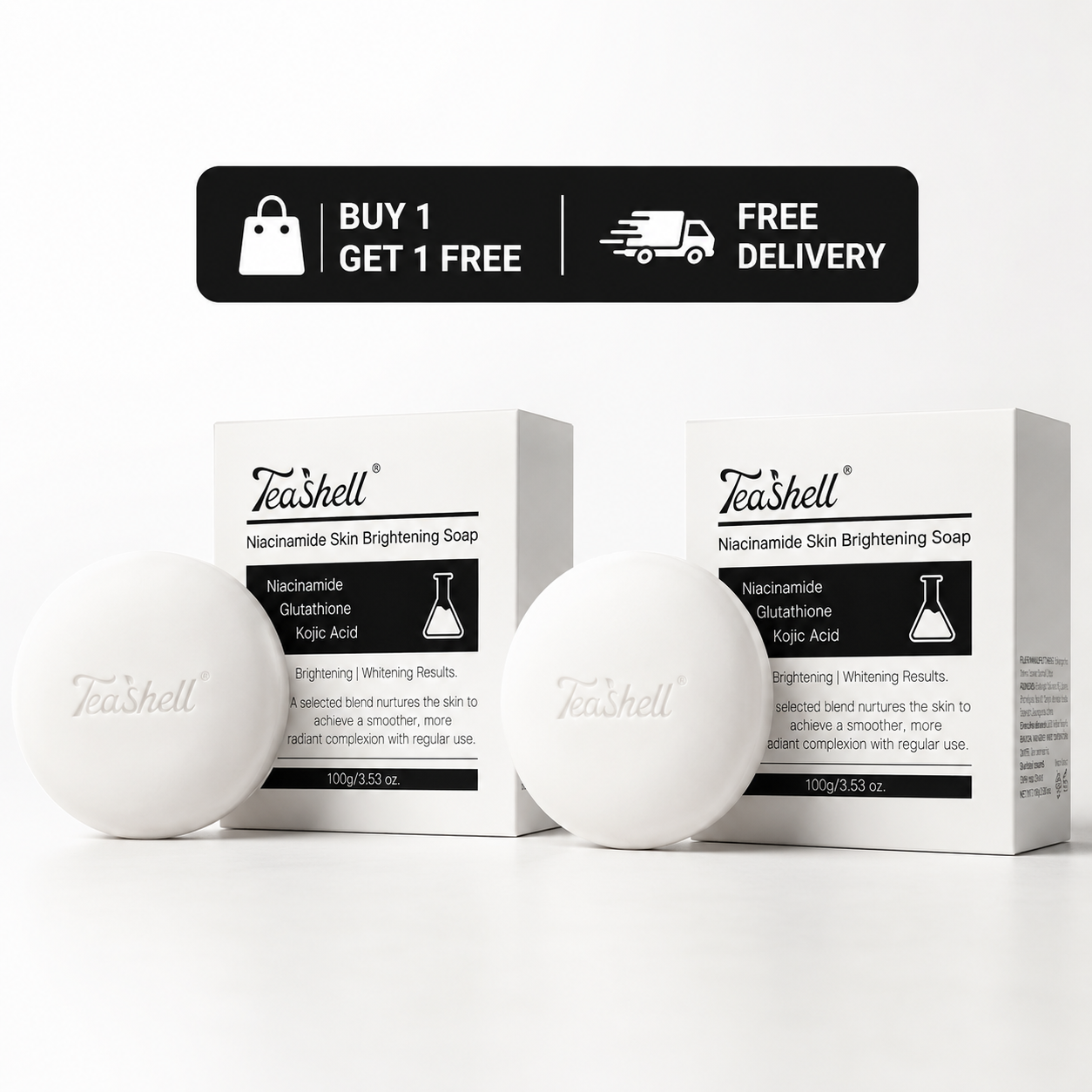 TeaShell Niacinamide Skin Brightening Soap | Buy 1 Get 1 Free