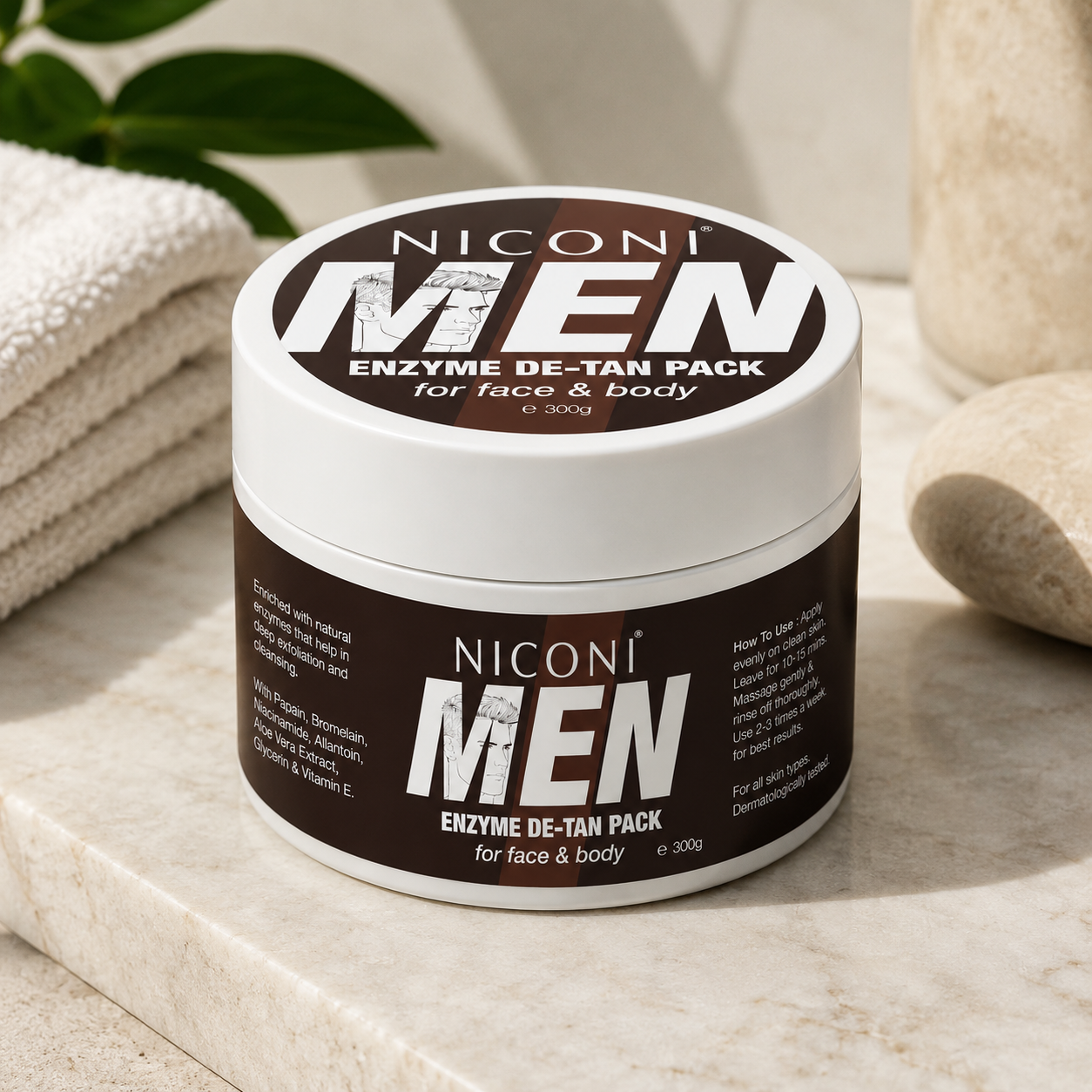 Niconi Men Enzyme De-Tan Pack (300gm) | Both for Men & Women | Buy 1 Get 1 FREE