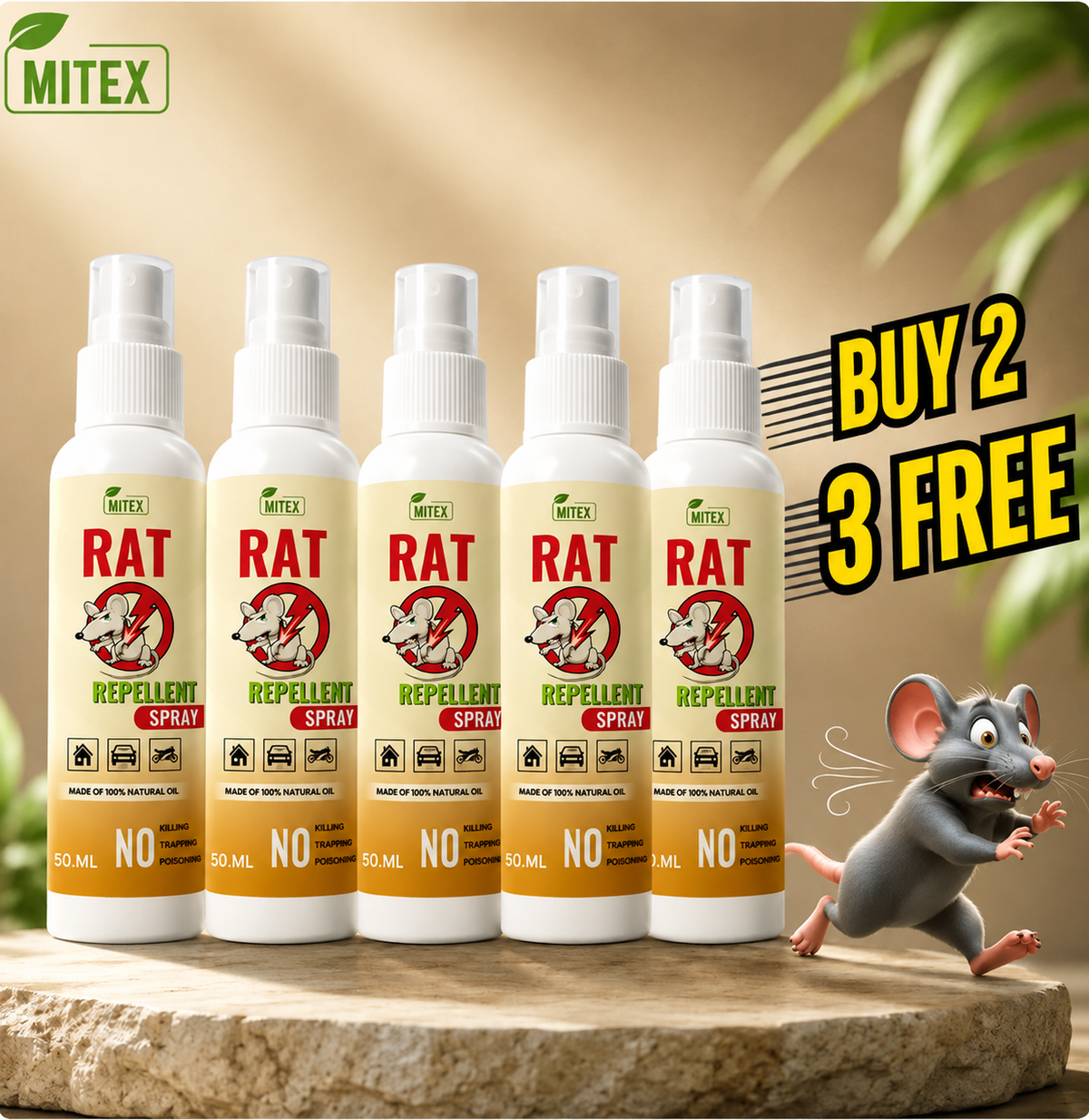 Rat Repellent Spray 50ml – Natural, Safe & Non-Toxic Rodent Deterrent for Home