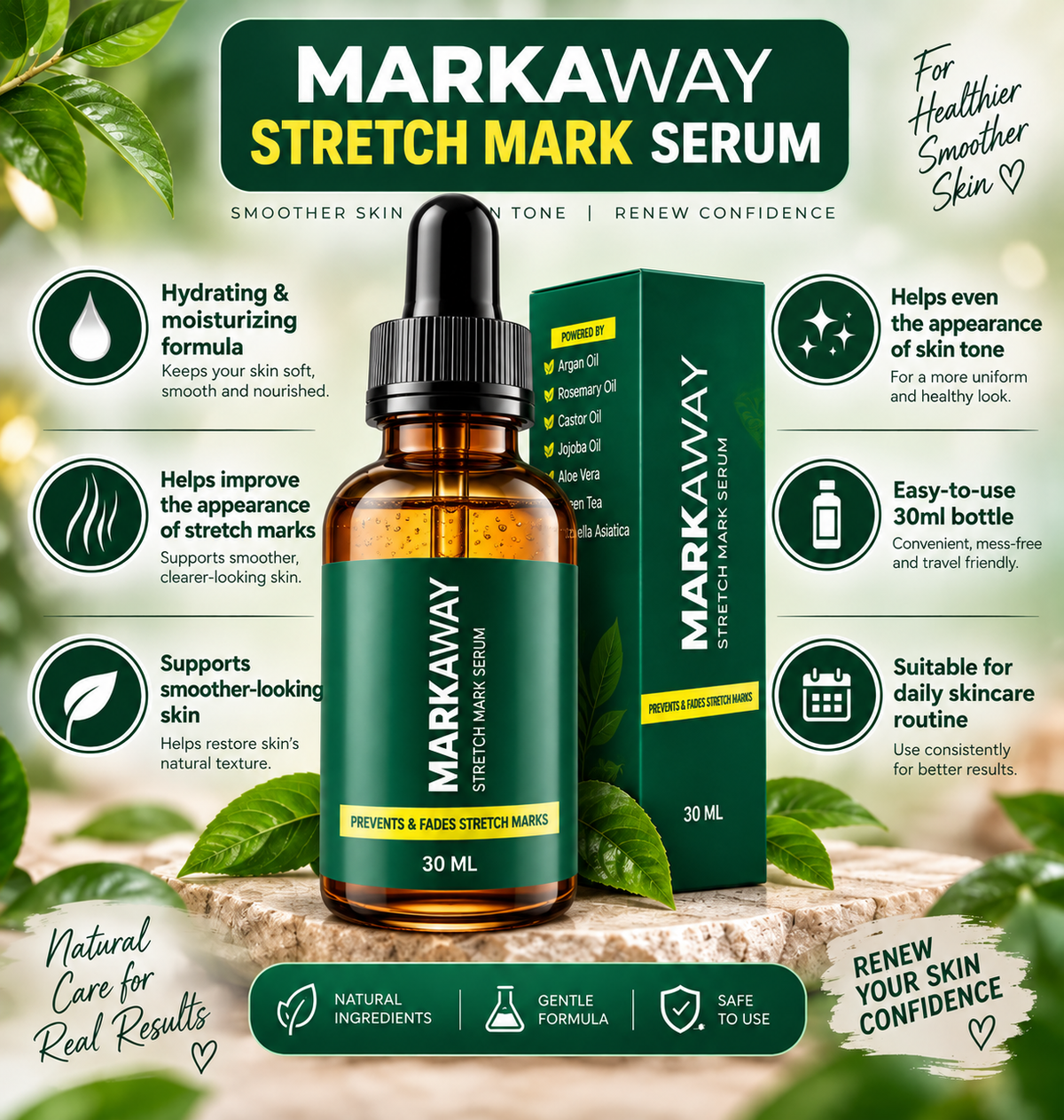 Markaway Stretch Mark Serum – Hydrating Skin Care | Buy 1 Get 1 Free