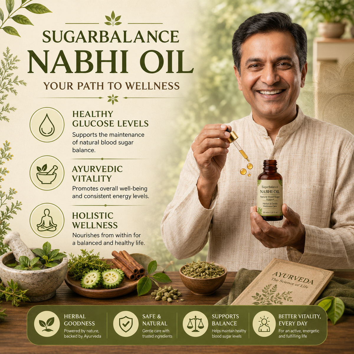 Sugar Balance Nabhi Oil | Herbal Belly Button Oil - 30ml [Buy 1 Get 1 Free]