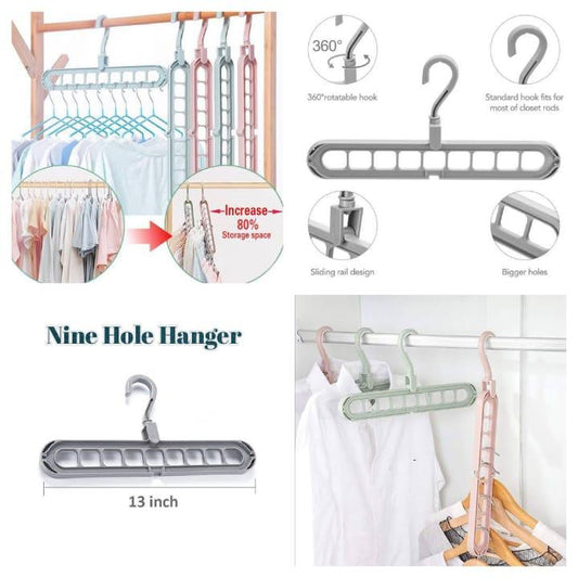✅ Pack Of 4 ✅360 Rotating 9-Hole Magic Hanger