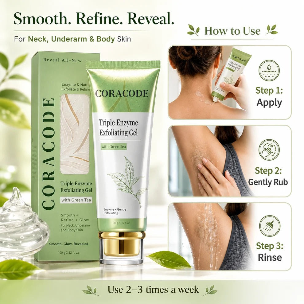 Coracode Triple Enzyme Exfoliating Gel with Green Tea Effect [ Buy 1 Get 1 Free ]
