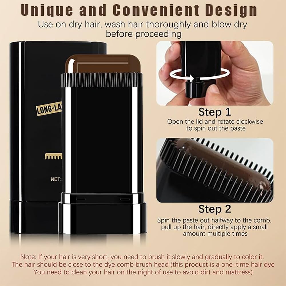 2 in 1 Water And Sweat Proof Hair Comb Dye | Instant Hair Color Stick