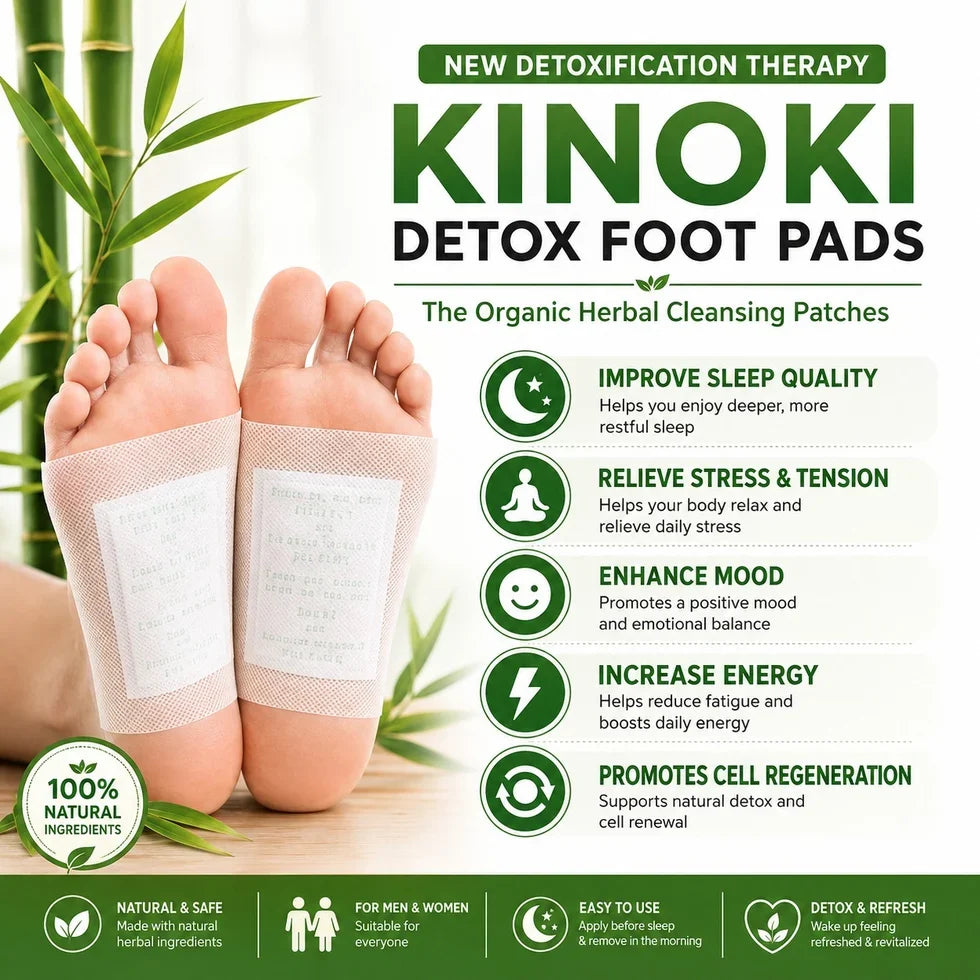 Kinoki Detox Foot Pads – Natural Foot Pain Relief Patches - 1 Pack = 10 peices