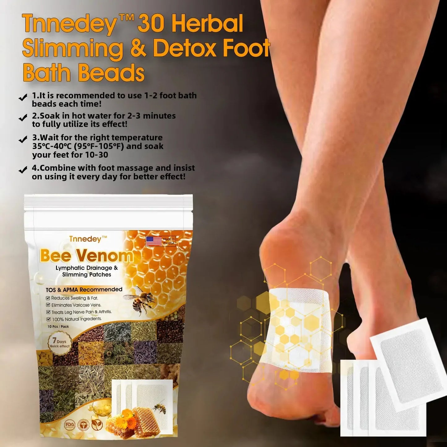 Bee Venom Detox Foot Patches 10 Pcs | Natural Body Cleansing Pads