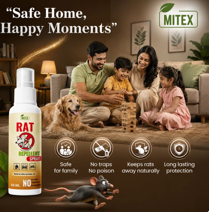 Rat Repellent Spray 50ml – Natural, Safe & Non-Toxic Rodent Deterrent for Home